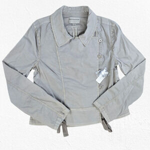 Marrakech Pearl Gray Cotton Jacket Asymmetrical Button Utility Coat Size Large
